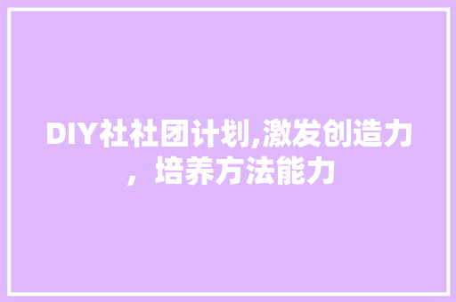 DIY社社团计划,激发创造力，培养方法能力