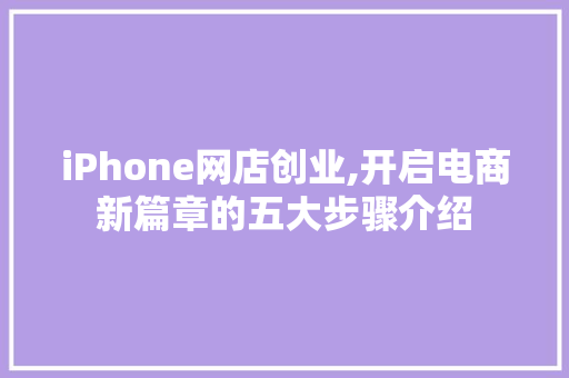 iPhone网店创业,开启电商新篇章的五大步骤介绍