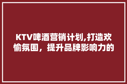 KTV啤酒营销计划,打造欢愉氛围，提升品牌影响力的创新步骤