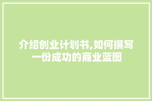 介绍创业计划书,如何撰写一份成功的商业蓝图