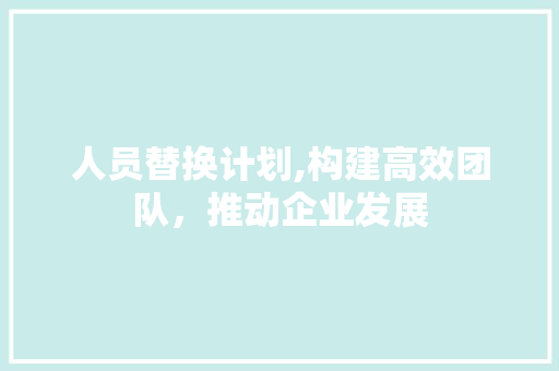 人员替换计划,构建高效团队，推动企业发展