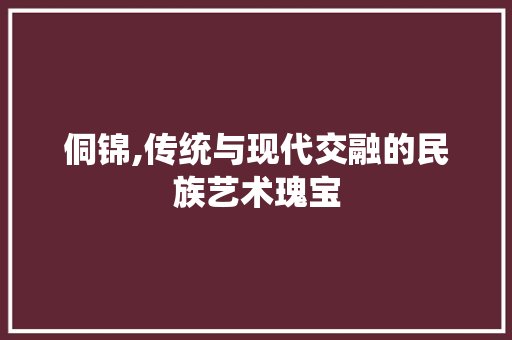 侗锦,传统与现代交融的民族艺术瑰宝