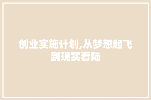 创业实施计划,从梦想起飞到现实着陆 问答