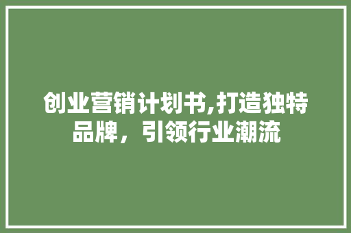 创业营销计划书,打造独特品牌，引领行业潮流