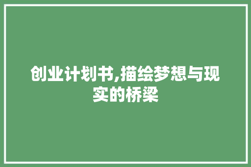 创业计划书,描绘梦想与现实的桥梁