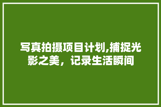 写真拍摄项目计划,捕捉光影之美，记录生活瞬间