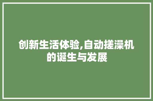 创新生活体验,自动搓澡机的诞生与发展