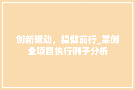 创新驱动，稳健前行_某创业项目执行例子分析
