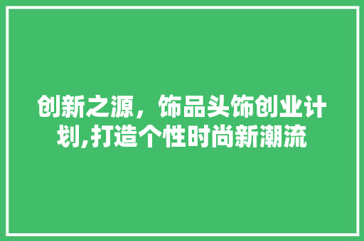 创新之源，饰品头饰创业计划,打造个性时尚新潮流