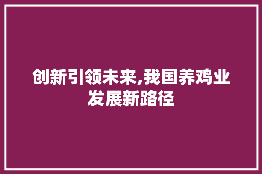 创新引领未来,我国养鸡业发展新路径