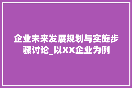 企业未来发展规划与实施步骤讨论_以XX企业为例