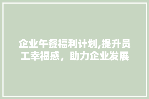 企业午餐福利计划,提升员工幸福感，助力企业发展