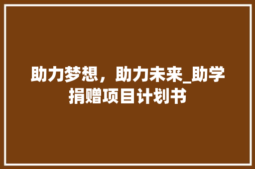 助力梦想，助力未来_助学捐赠项目计划书