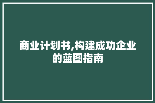 商业计划书,构建成功企业的蓝图指南 近义词汇