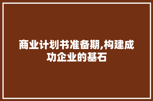 商业计划书准备期,构建成功企业的基石