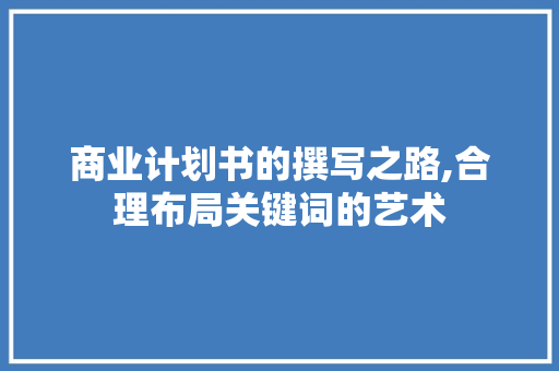 商业计划书的撰写之路,合理布局关键词的艺术
