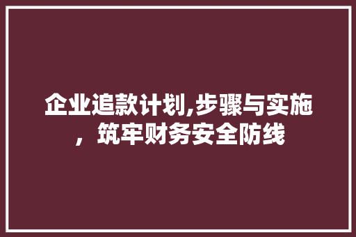 企业追款计划,步骤与实施，筑牢财务安全防线