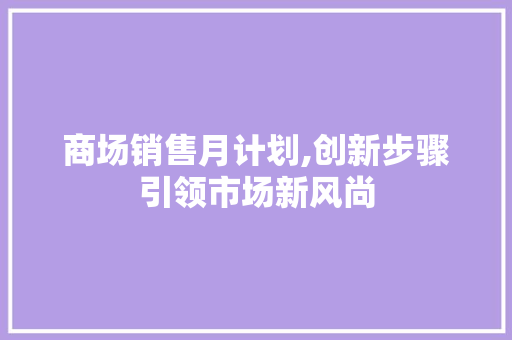 商场销售月计划,创新步骤引领市场新风尚
