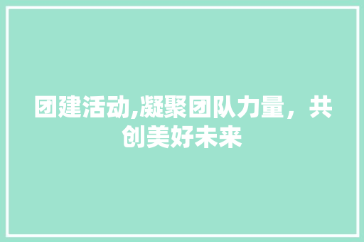 团建活动,凝聚团队力量，共创美好未来