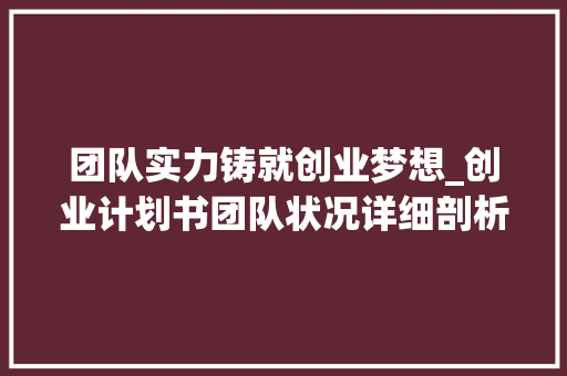 团队实力铸就创业梦想_创业计划书团队状况详细剖析
