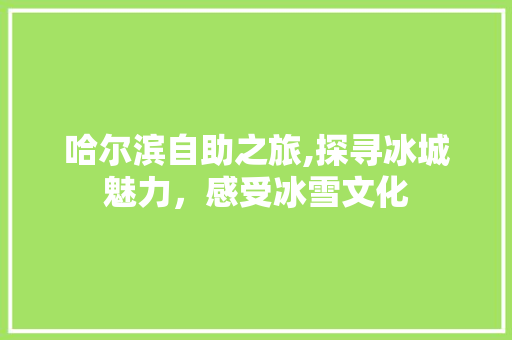 哈尔滨自助之旅,探寻冰城魅力，感受冰雪文化