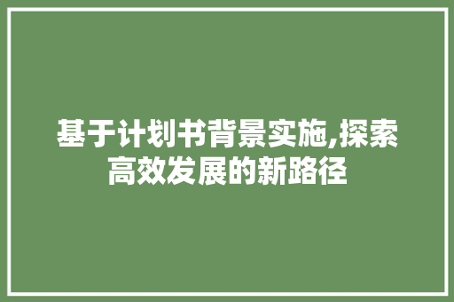 基于计划书背景实施,探索高效发展的新路径 反义词汇