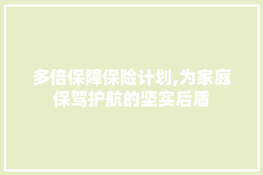 多倍保障保险计划,为家庭保驾护航的坚实后盾