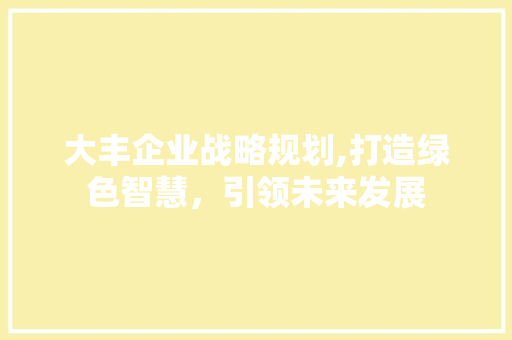大丰企业战略规划,打造绿色智慧，引领未来发展