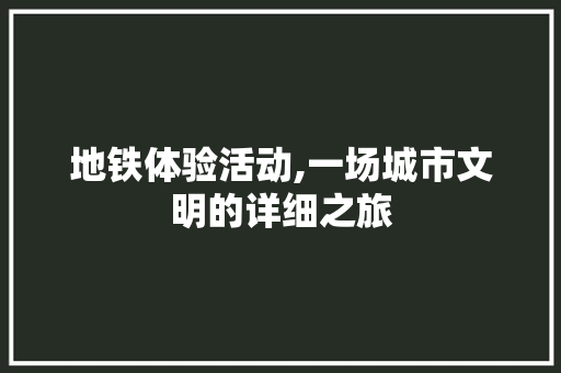 地铁体验活动,一场城市文明的详细之旅