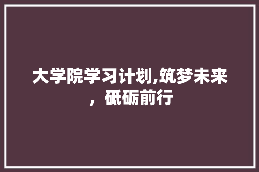 大学院学习计划,筑梦未来，砥砺前行