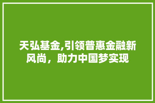 天弘基金,引领普惠金融新风尚，助力中国梦实现
