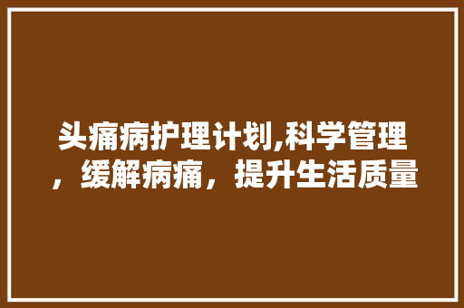 头痛病护理计划,科学管理，缓解病痛，提升生活质量