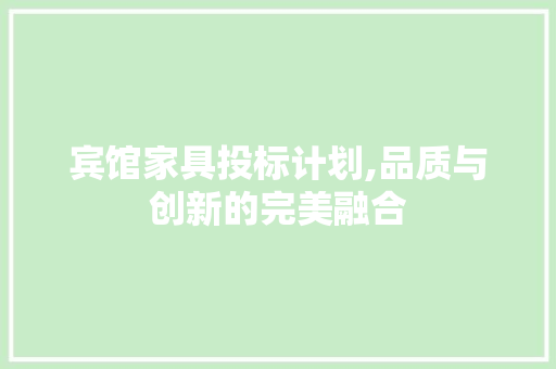 宾馆家具投标计划,品质与创新的完美融合