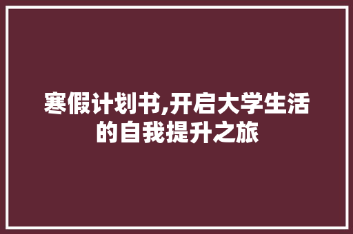 寒假计划书,开启大学生活的自我提升之旅