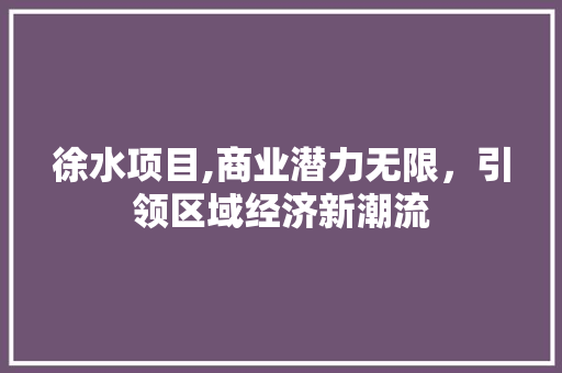 徐水项目,商业潜力无限，引领区域经济新潮流