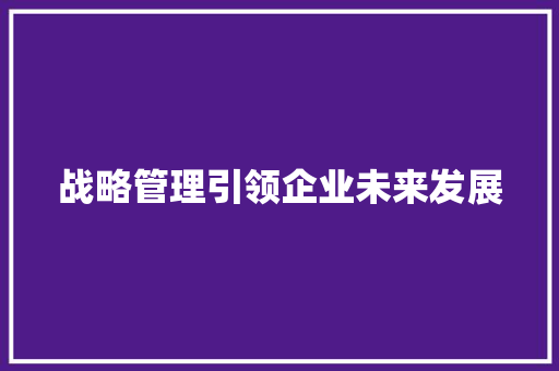 战略管理引领企业未来发展