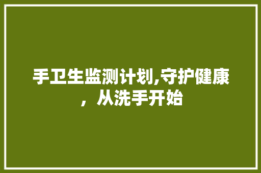 手卫生监测计划,守护健康，从洗手开始