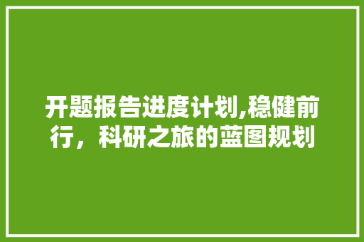 开题报告进度计划,稳健前行，科研之旅的蓝图规划