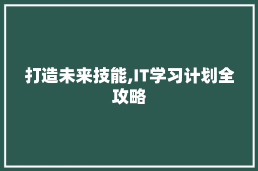 打造未来技能,IT学习计划全攻略