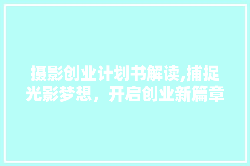 摄影创业计划书解读,捕捉光影梦想，开启创业新篇章
