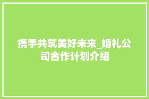 携手共筑美好未来_婚礼公司合作计划介绍