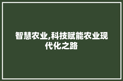 智慧农业,科技赋能农业现代化之路