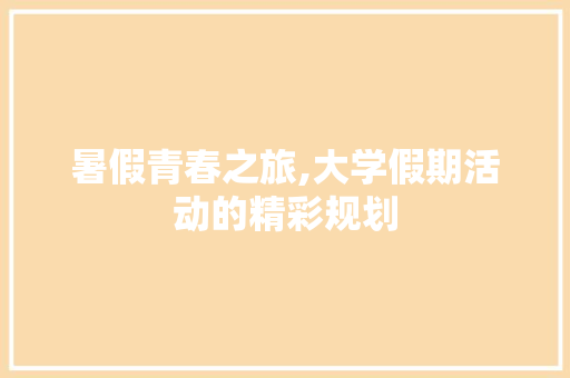 暑假青春之旅,大学假期活动的精彩规划