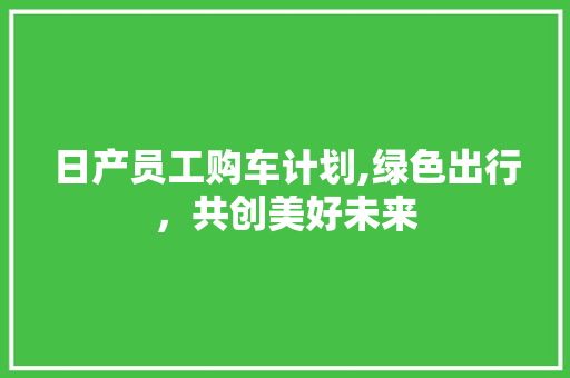 日产员工购车计划,绿色出行，共创美好未来