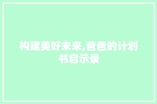 构建美好未来,爸爸的计划书启示录 近义词汇