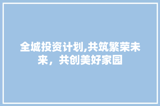 全城投资计划,共筑繁荣未来，共创美好家园