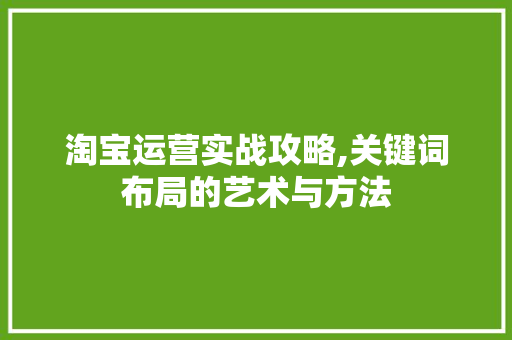 淘宝运营实战攻略,关键词布局的艺术与方法