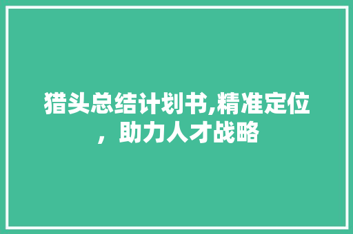 猎头总结计划书,精准定位，助力人才战略