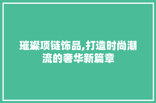 璀璨项链饰品,打造时尚潮流的奢华新篇章