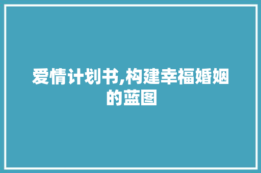 爱情计划书,构建幸福婚姻的蓝图